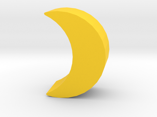 Game Piece, Crescent Moon in Yellow Processed Versatile Plastic