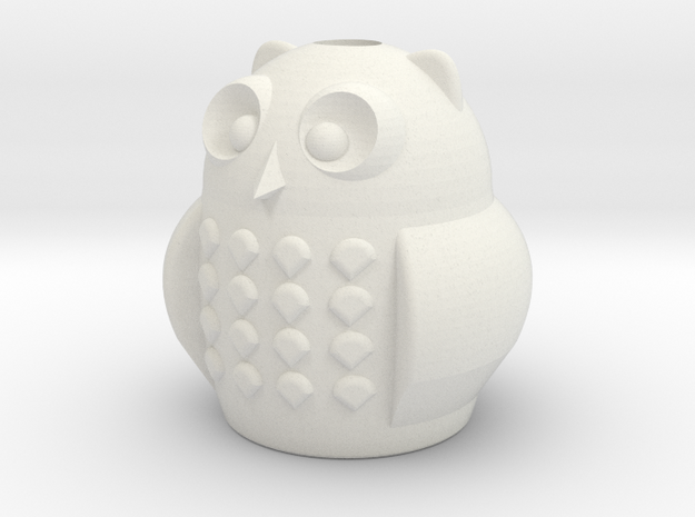 Owl Pencil Cup in White Natural Versatile Plastic