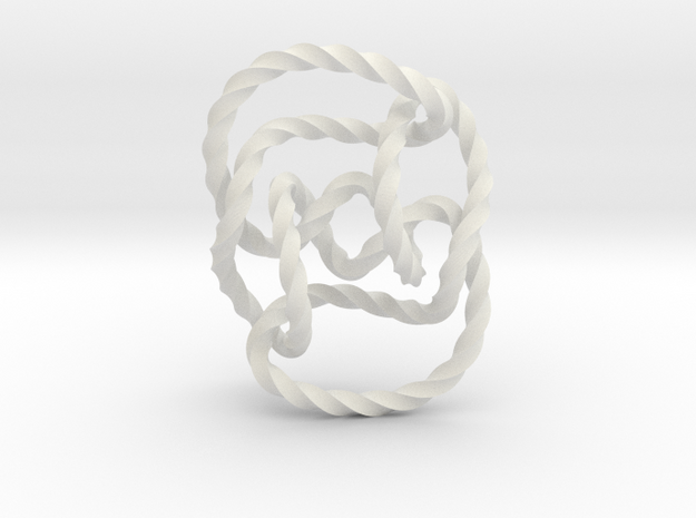 Knot 10₁₄₄ (Twisted square) in White Natural Versatile Plastic: Extra Small