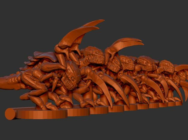 Alien Bug Claw Swarm 10 Models (for 8mm scale) in Tan Fine Detail Plastic