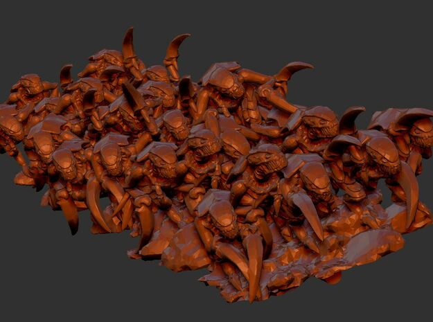 Alien Bug Claw Swarm on 20x20mm Bases(for 8mm) in Tan Fine Detail Plastic