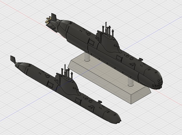1/1250 Type 214 submarine (full hull and water lin in Tan Fine Detail Plastic