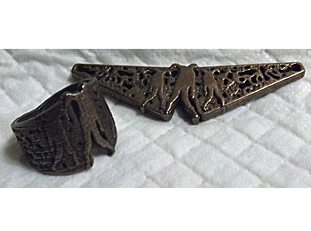 Zombie Filigree Pendant in Polished Bronze Steel