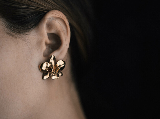 Orchid Earrings in Polished Bronze
