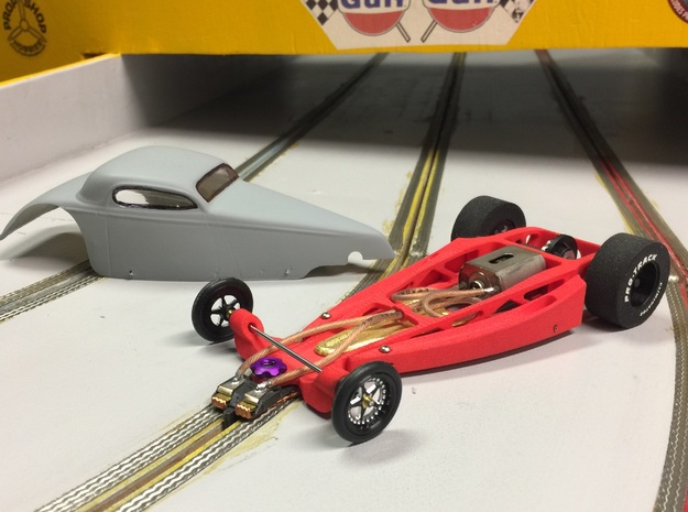 "34 Hot Rod" - 1/24 slot car chassis in Gray PA12