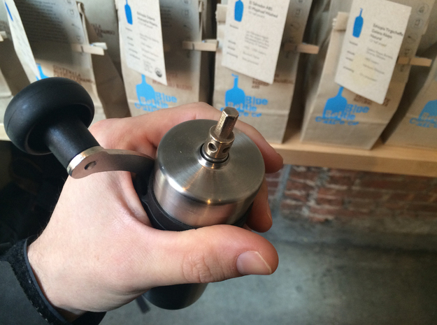 Hario/Porlex coffee grinder driver in Polished Bronzed Silver Steel