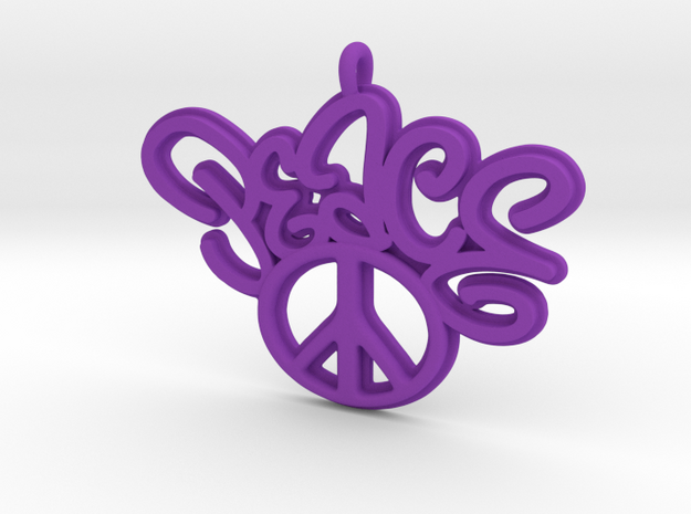 47-PEACE - CURLY-PEACE SIGN in Purple Processed Versatile Plastic: Extra Small