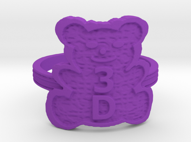 3D Magic Teddy Bear Ring in Purple Processed Versatile Plastic: 5 / 49