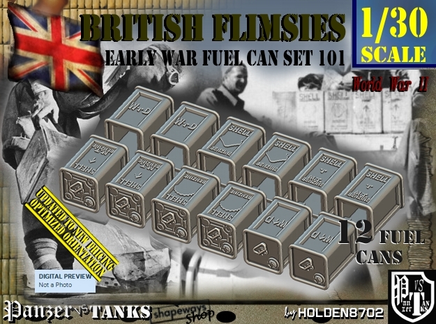 1/30 British Flimsies Can Set001 in Tan Fine Detail Plastic