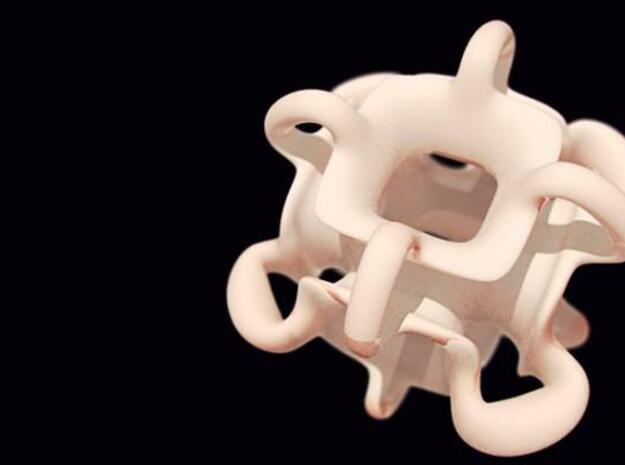 Handled hollow cube in White Processed Versatile Plastic
