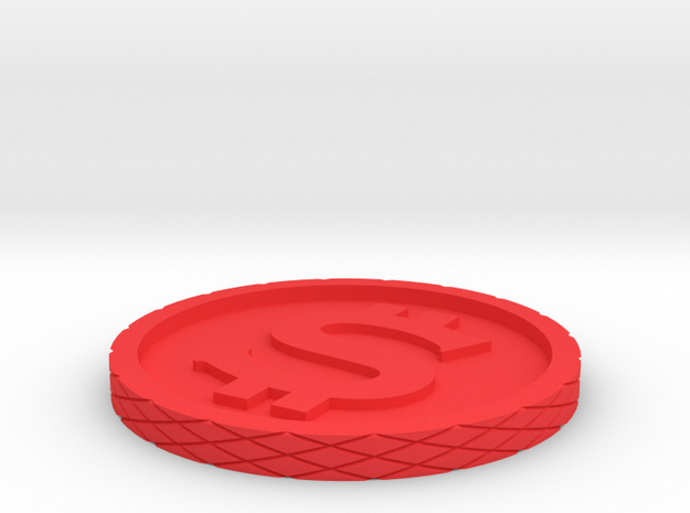 Dollar Coin - Single Material in Red Processed Versatile Plastic