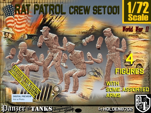 1/72 Rat Patrol Crew Set001 in Tan Fine Detail Plastic
