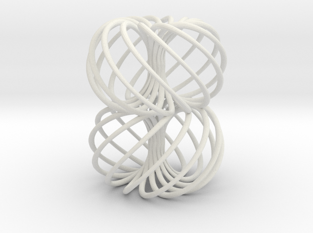 Double Spiral Torus 7/12, golden ratio 2 in White Natural Versatile Plastic