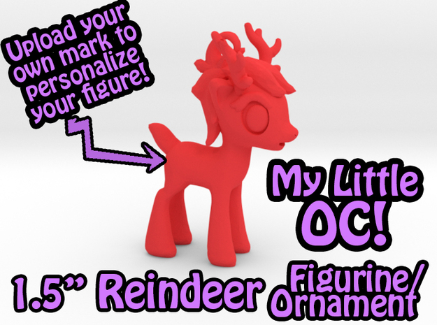 My Little OC: Smol Reindeer 1.5"  in Red Processed Versatile Plastic