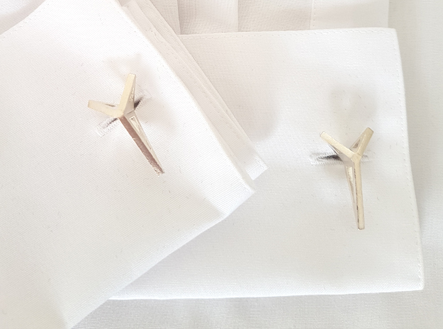 YOUNIVERSAL Origami 3T Cufflinks. Sharp Chic in Natural Silver