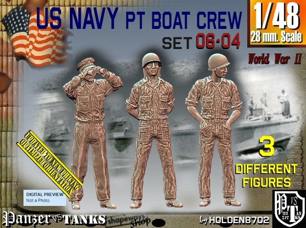 1/48 USN PT Crew Set06-04 in Tan Fine Detail Plastic
