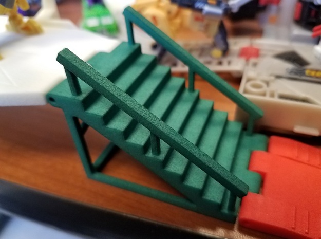 Titans Return Staircase with Side Railings in Green Processed Versatile Plastic