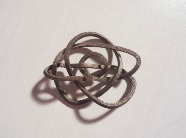 Ochiai unknot (Square) in Polished Bronzed Silver Steel: Extra Small