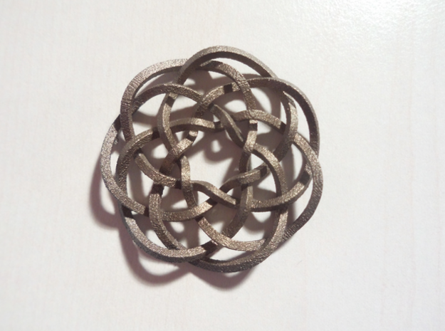 Rose knot 7/5 (Square) in Polished Bronze Steel: Extra Small