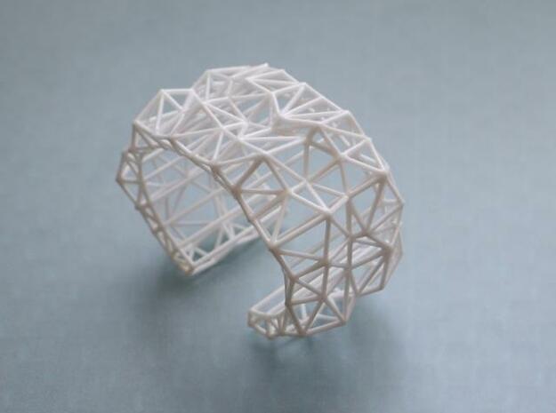 Faceted Cuff     in White Processed Versatile Plastic: Extra Small