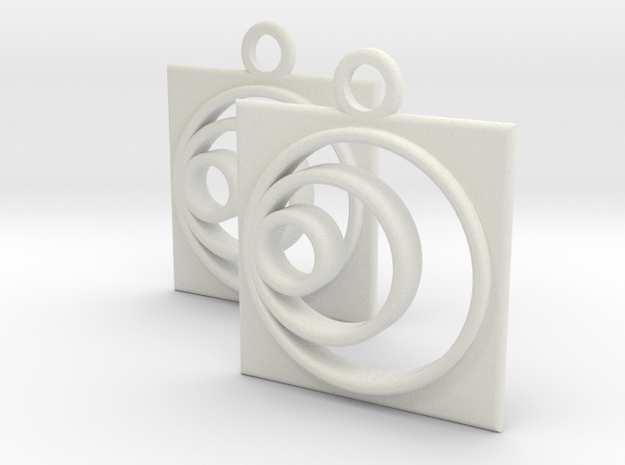 square circle spiral earrings in White Natural Versatile Plastic