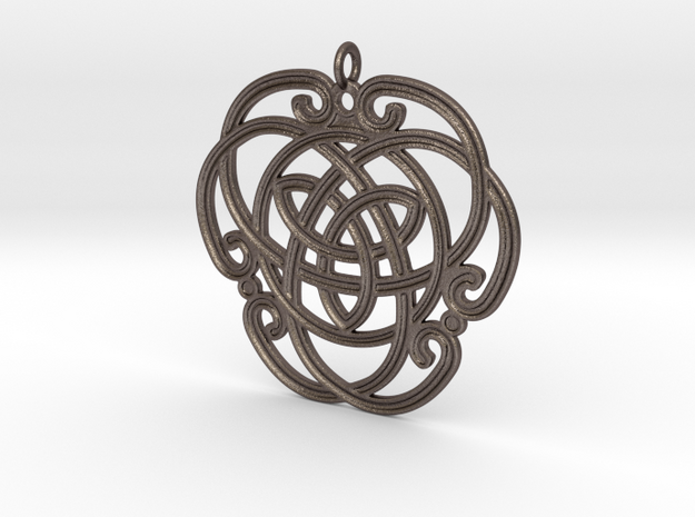 Celtic Pendant "Aoibhneas"  (EEV-nass) in Polished Bronzed Silver Steel
