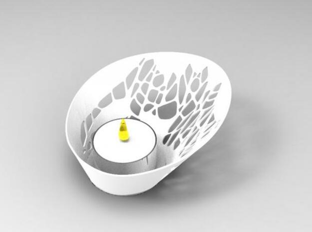 V tealight candle holder in White Natural Versatile Plastic