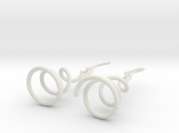 Earrings Twist 001 in White Natural Versatile Plastic
