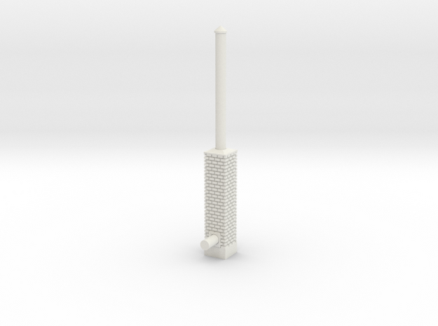 Building Side Brick Exhaust Stack N Scale in White Natural Versatile Plastic