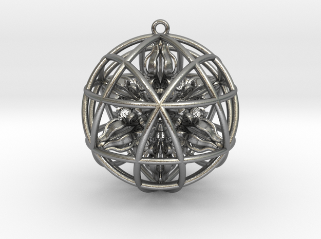 Star Tetrasphere with Nested Octuple Dorje 2"  in Natural Silver