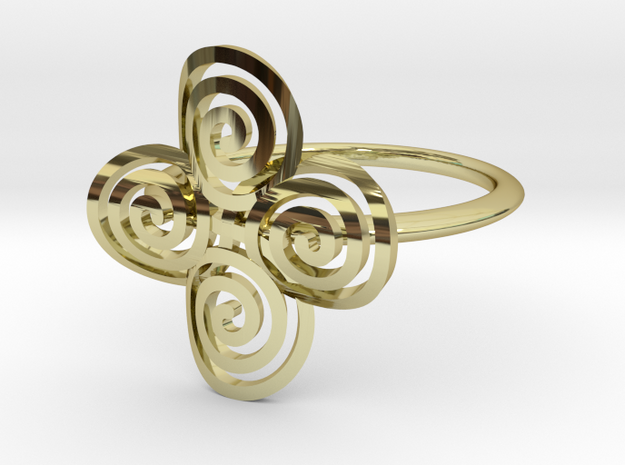 Celtic "life and death" quadruple spiral ring in 18k Gold Plated Brass