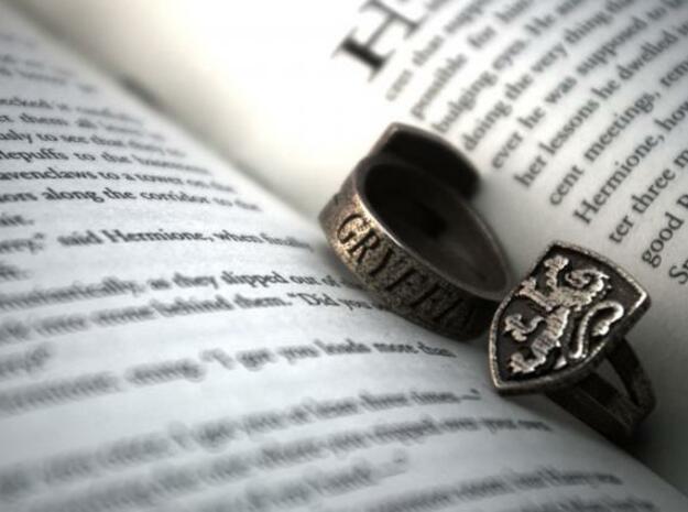 Gryffindor Ring Size 4 in Polished Bronzed Silver Steel