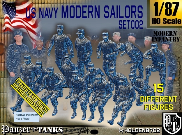 1/87 USN Modern Sailors Set002 in Tan Fine Detail Plastic