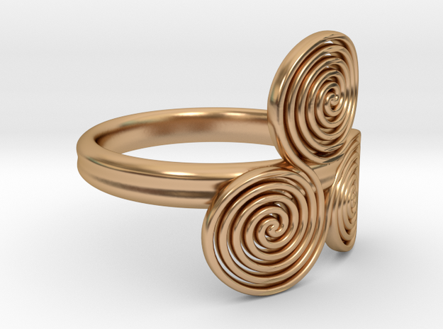 Celtic "life and death" triple spiral ring in Polished Bronze