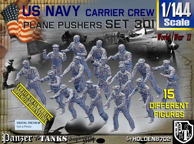 1/144 USN Carrier Deck Pushers Set301 in Tan Fine Detail Plastic