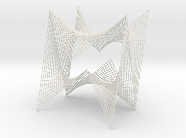 String Art Sculpture - Double Straight Lines Curve in White Natural Versatile Plastic