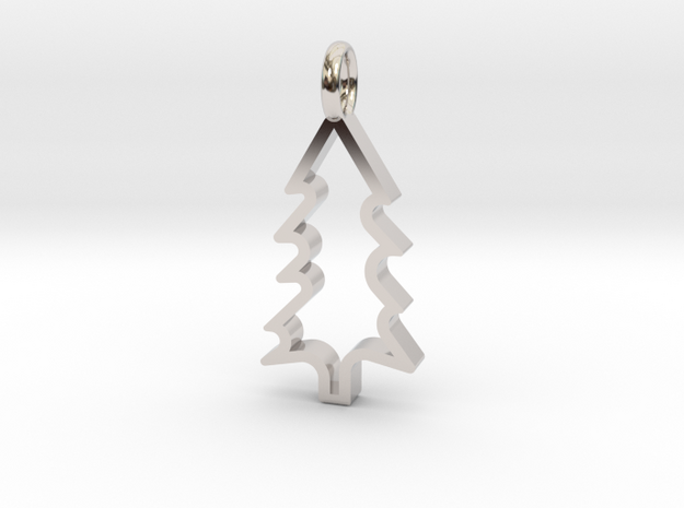 Christmas Tree - Pendant in Rhodium Plated Brass
