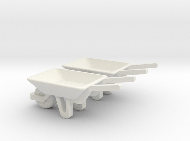 WheelBarrow 2 Pack O Scale in White Natural Versatile Plastic
