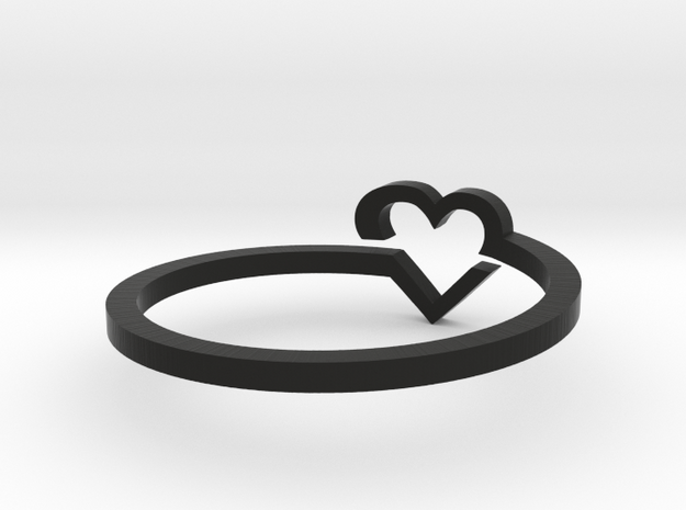 Heart Ring - Size 7 in Black Natural Versatile Plastic