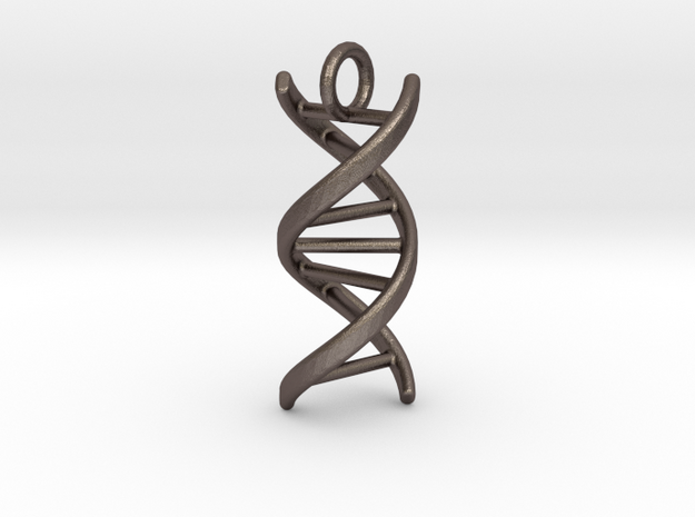 DNA (customizable: size, pendant, text) in Polished Bronzed Silver Steel