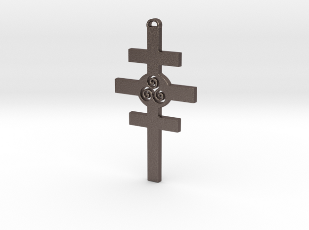 Celtic Cross of Damcar in Polished Bronzed Silver Steel