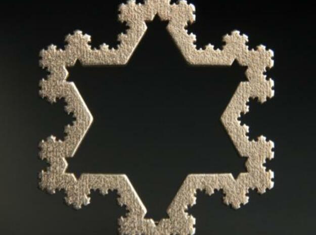 Koch Snowflake Ornament (4th Iteration) in Polished Bronzed Silver Steel
