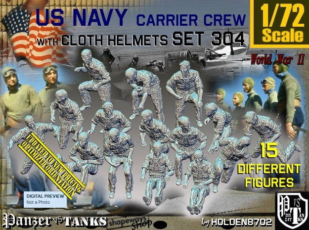 1/72 USN Carrier Deck Crew Set304 in Tan Fine Detail Plastic