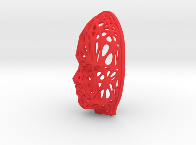 Female Voronoi Face (002) in Red Processed Versatile Plastic