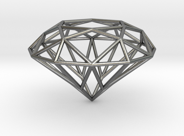 Diamond Pendant - 6-1 in Polished Silver