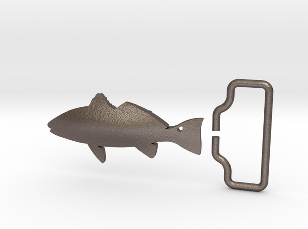 Redfish Belt Buckle w/ Loop in Polished Bronzed Silver Steel