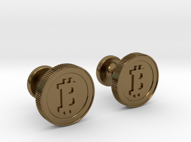 Bitcoin Cufflinks in Polished Bronze