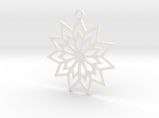 Geometric Flower Ornament in White Processed Versatile Plastic