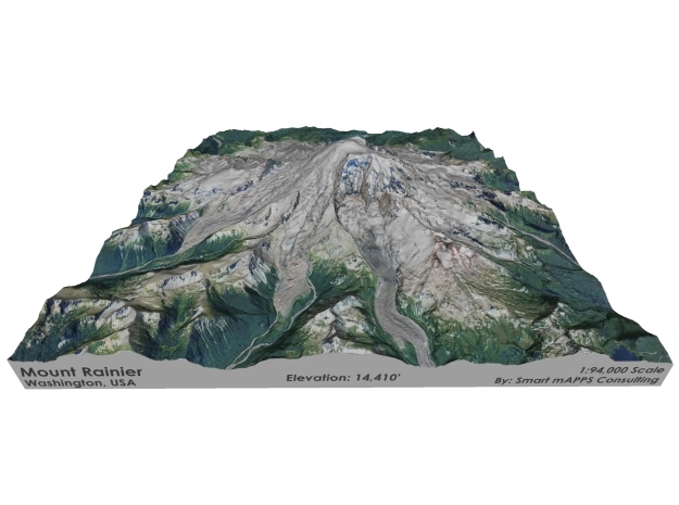 Mount Rainier Map: 8"x8" in Full Color Sandstone