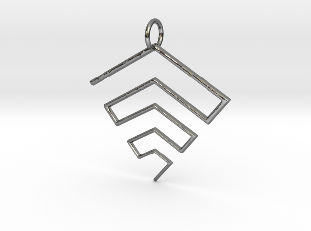 Inverted 2D Pyramid Pendant in Fine Detail Polished Silver